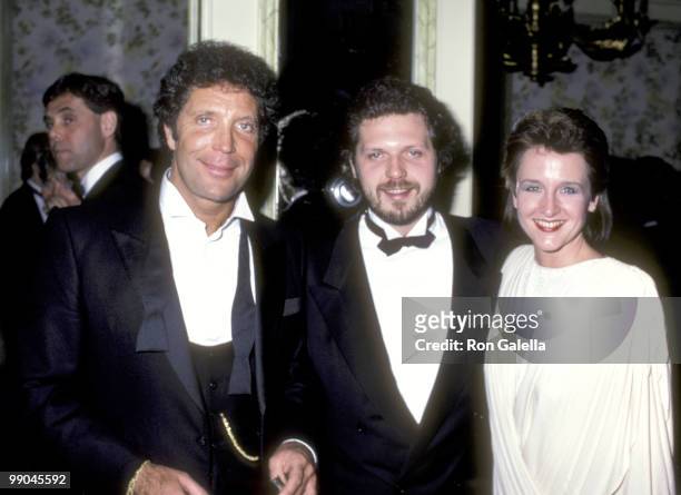 Singer Tom Jones, son Mark Woodward and wife Donna attend the "British Olympic Association Gala Honoring Prince Andrew" on April 18, 1984 at Beverly...