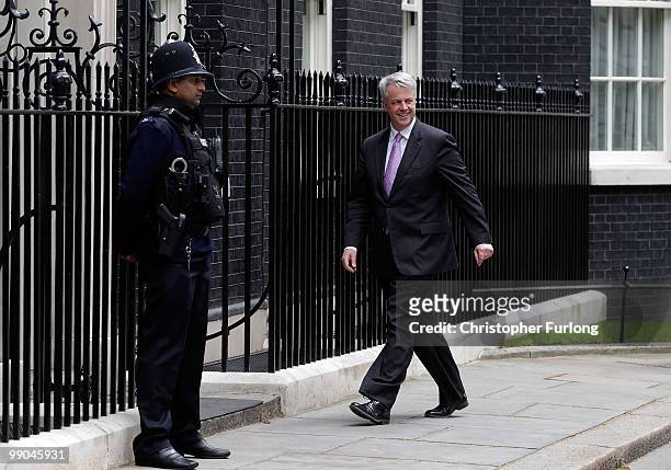 Conservative Health Minister Andrew Lansley arrives in Downing Street on May 12, 2010 in London, England. After five days of negotiation a...