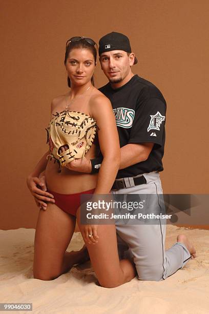 Olympic Beach Volleyball Player Misty May poses for portraits with her husband Matt Treanor, catcher for the Florida Marlins. The two posed together...