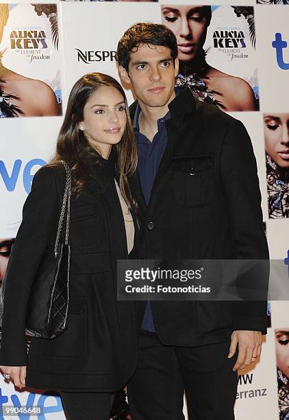 Football player Kaka and his wife Caroline Celico arrive to Alicia Keys concert, at the Royal Theatre on January 18, 2010 in Madrid, Spain