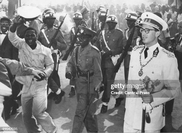 King Baudouin of Belgium taking part in Independence celebrations in Leopoldville , Congo, 30th June 1960. Formerly known as the Belgian Congo, the...