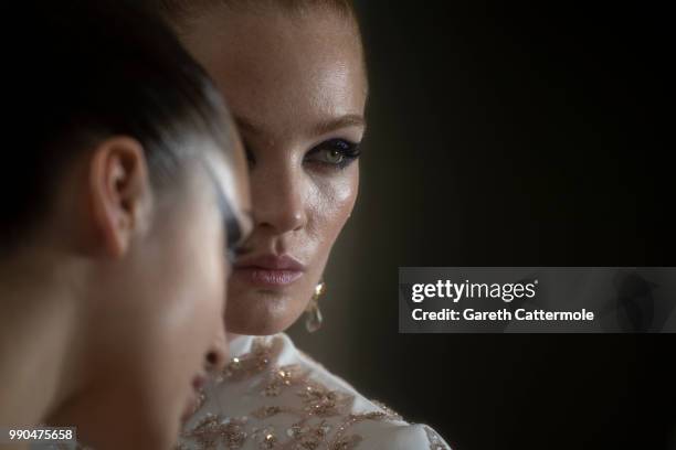 Alexina Graham backstage before the Georges Hobeika Haute Couture Fall Winter 2018/2019 show as part of Paris Fashion Week on July 2, 2018 in Paris,...