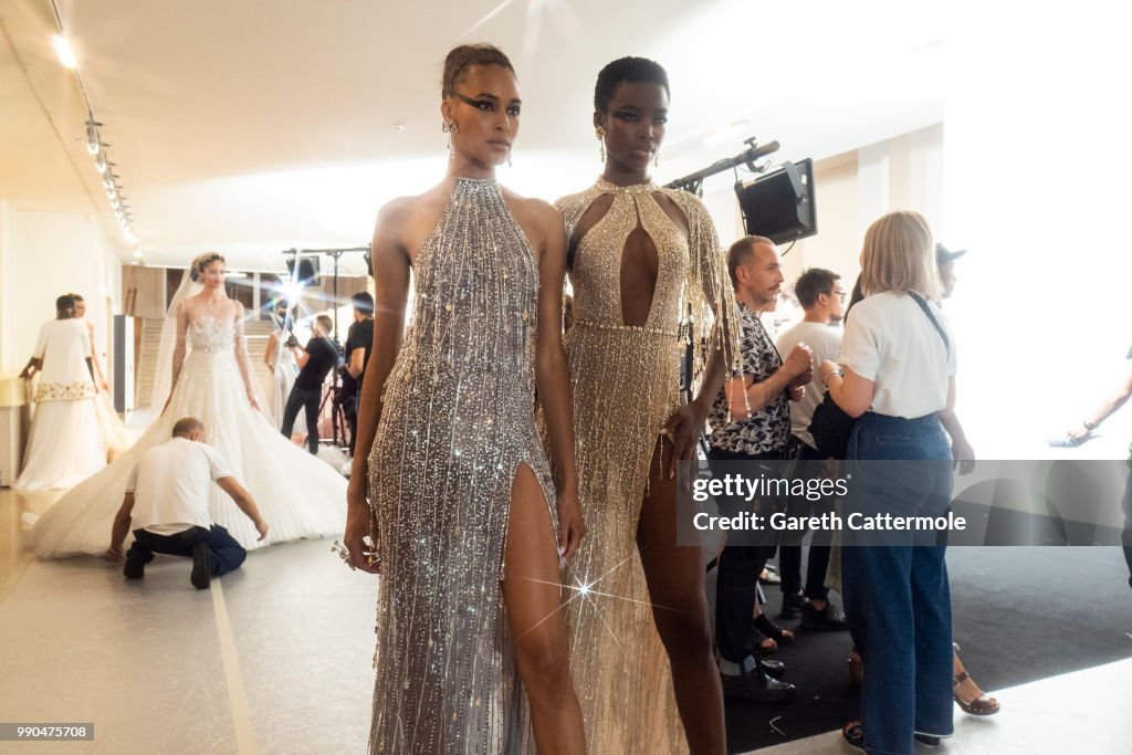 Cindy Bruna and Maria Borges backstage before the Georges Hobeika