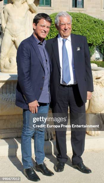 Manuel Valls and Mario Vargas Llosa attend El Escorial Summer Courses 2018 at Real Centro Universitario Escorial Maria Cristina on July 2, 2018 in El...