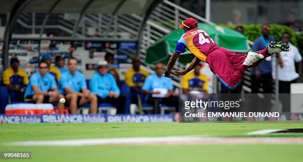 West Indies player Dwayne Bravo attempts a catch during the ICC World Twenty20 Super Eight match between West Indies and Sri Lanka at the Kensington...
