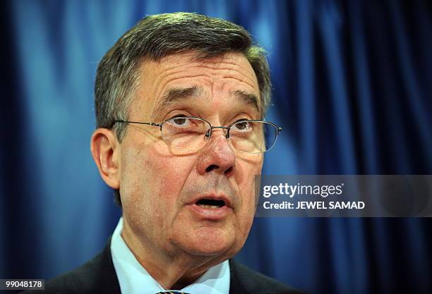 Gil Kerlikowske, Director of National Drug Control Policy, speaks during a press conference in Washington, DC, on May 12, 2010. Kerlikowske spoke on...