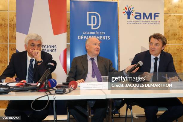 President of the Regions of France Herve Morin, President of The Assembly of the Departments of France Dominique Bussereau, and President of the...