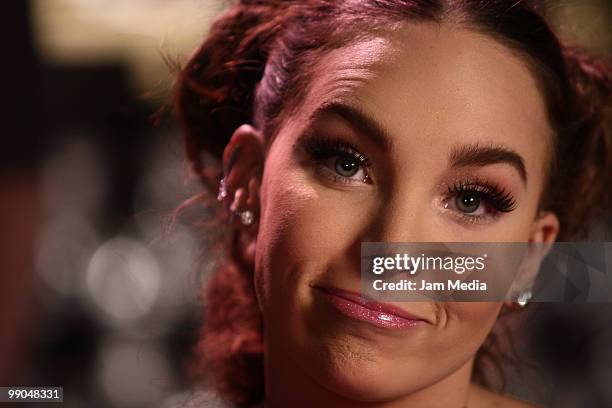 Mexican singer Belinda posses for a photograph during the recording of her video clip Egoista at Reyna Discotheque on May 11, 2010 in Mexico City,...