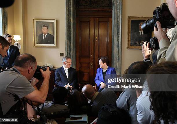 Supreme Court nominee, Solicitor General Elena Kagan meets with Senate Majority Leader Sen. Harry Reid at the U.S. Capitol May 12, 2010 in...