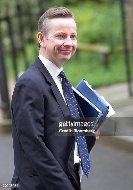 Michael Gove, U.K. Education secretary, arrives at 10 Downing Street, in London, U.K., on Wednesday, May 12, 2010. Conservative leader David Cameron...