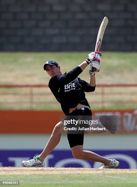 Craig Kieswetter of the England World Twenty20 team takes part in a nets session at the Beausejour Cricket Ground on May 12, 2010 in Gros Islet,...