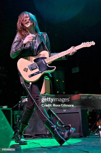 Julia 'Juju' Sophie lead singer of Little Fish performs on stage at the 02 Academy on May 3, 2010 in Glasgow, Scotland.