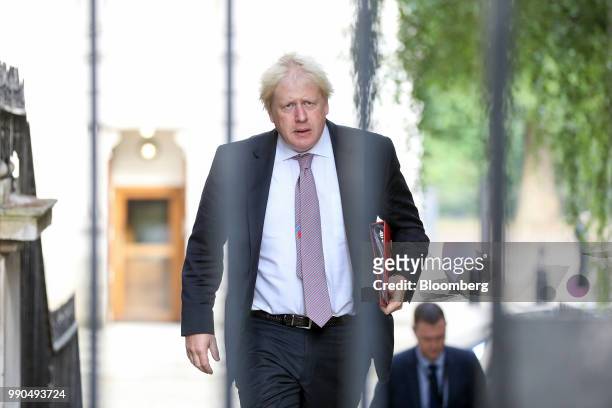Boris Johnson, U.K. Foreign secretary, arrives to attend a meeting of cabinet minsters at number 10 Downing Street in London, U.K., on Tuesday, July...