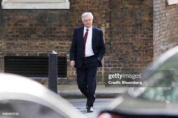 David Davis, U.K. Exiting the European Union secretary, arrives to attend a meeting of cabinet minsters at number 10 Downing Street in London, U.K.,...