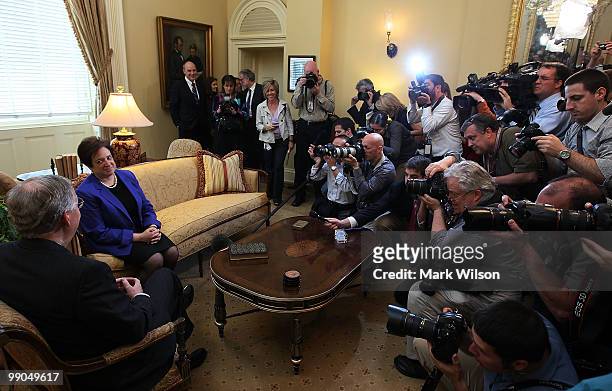 Supreme Court nominee, Solicitor General Elena Kagan meets with Senate Minority Leader Sen. Mitch McConnell at the U.S. Capitol May 12, 2010 in...