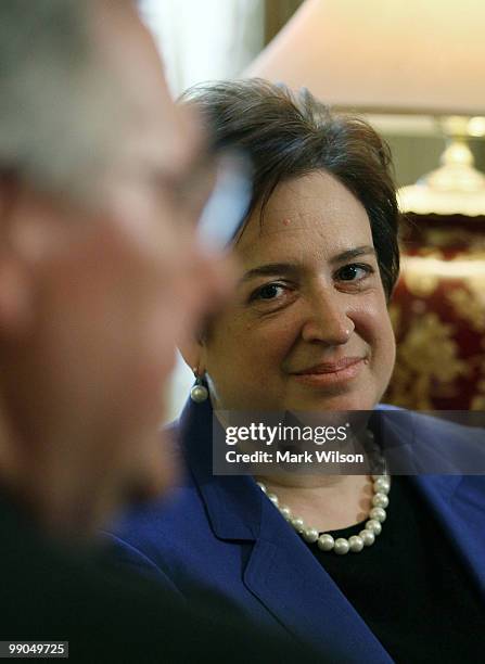 Supreme Court nominee, Solicitor General Elena Kagan meets with Senate Minority Leader Sen. Mitch McConnell at the U.S. Capitol May 12, 2010 in...