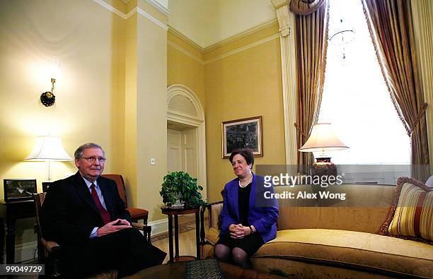 Supreme Court nominee and Solicitor General Elena Kagan meets with Senate Minority Leader Sen. Mitch McConnell while visiting with members of the...