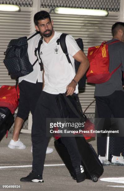 Diego Costa arrives at Barajas Adolfo Suarez international airport on July 2, 2018 in Madrid, Spain.