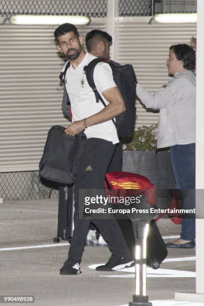 Diego Costa arrives at Barajas Adolfo Suarez international airport on July 2, 2018 in Madrid, Spain.