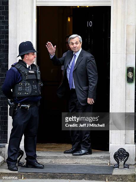Chris Huhne, Energy and Climate Change Secretary arrives at Downing Street on May 12, 2010 in London, England. After five days of negotiation a...