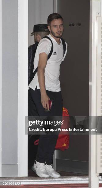 Saul Niguez arrives at Barajas Adolfo Suarez international airport on July 2, 2018 in Madrid, Spain.