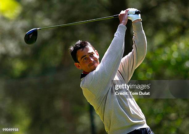 Jason Levermore of Clacton tees of from the 11th hole during the Virgin Atlantic PGA National Pro-Am Championship Regional Qualifier at King's Lynn...