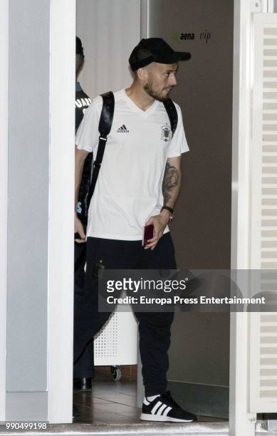David Silva arrives at Barajas Adolfo Suarez international airport on July 2, 2018 in Madrid, Spain.