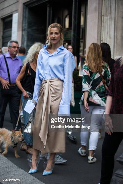 Ada Kokosar wears Midnight00 shoes during Couture Fall 2018 Fashion Week on July 2, 2018 in Paris, France.