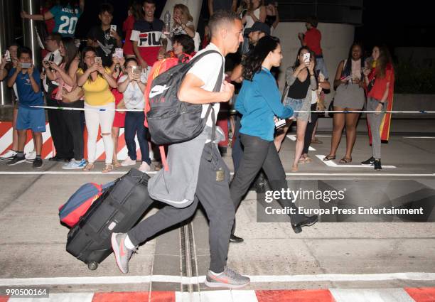 Rodrigo Moreno Machado arrives at Barajas Adolfo Suarez international airport on July 2, 2018 in Madrid, Spain.