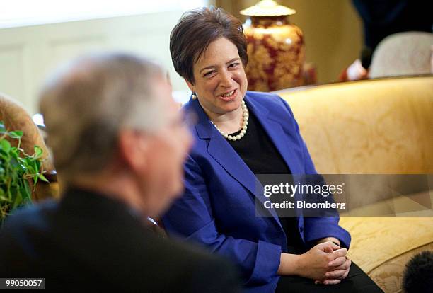 Elena Kagan, U.S. Solicitor general and Supreme Court nominee, meets with Senator Mitch McConnell, a Republican from Kentucky, left, in Washington,...
