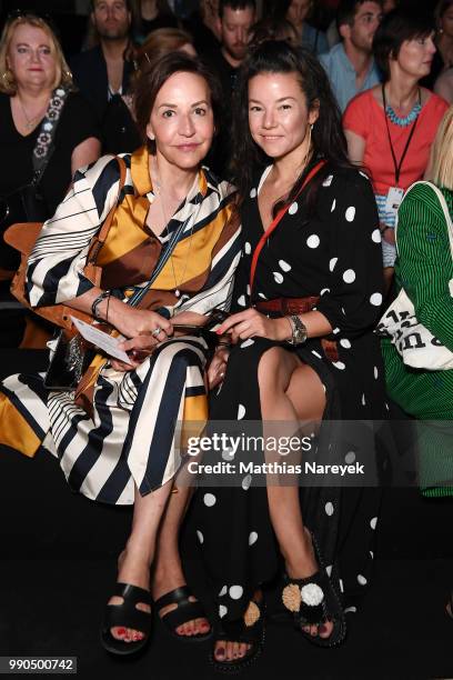 Petra Pfaller and Deborah Neufeld attend the Mercedes-Benz Presents Botter show during the Berlin Fashion Week Spring/Summer 2019 at ewerk on July 3,...