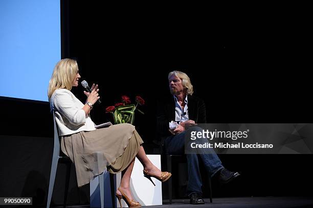 Grupo Omnilife President and CEO Angelica Fuentes Tellez and Virgin Group Founder and Chairman Sir Richard Branson take part in a Q&A with the...