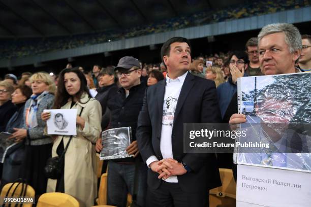 Vice Prime Minister - Minister of Regional Development, Construction, Housing and Communal Services of Ukraine Hennadii Zubko is seen in the stands...