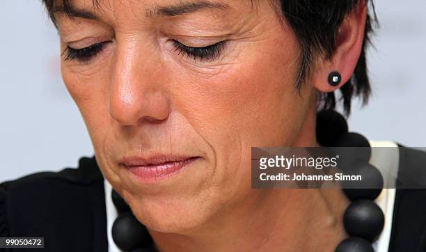 Margot Kaessmann, former chairwoman of the Evangelical Church in Germany and former regional bishop of Hannover smiles during the presentation of her...