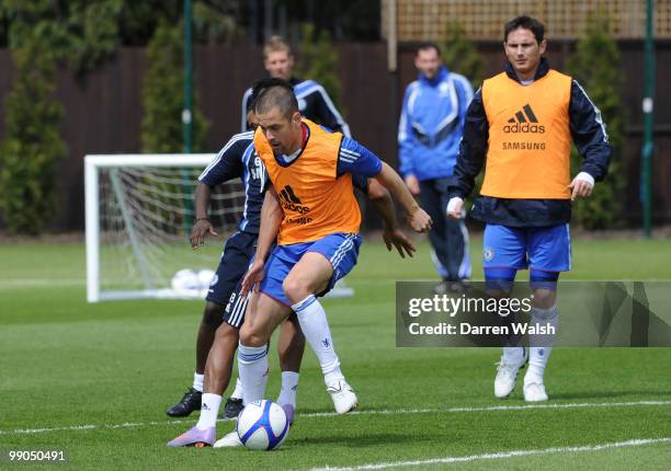 Joe Cole of Chelsea during training today at the Cobham Training ground on May 12, 2010 in Cobham, England.