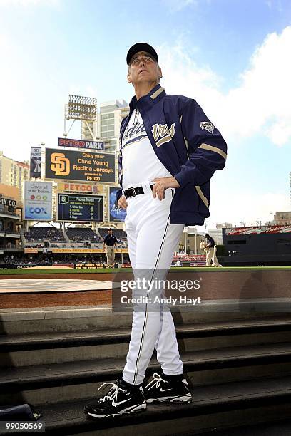 Manager Bud Black of the San Diego Padres in the dugout prior to the game against the Milwaukee Brewers at Petco Park on Saturday, May 1, 2010 in San...