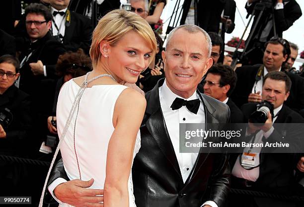 Sarah Marshall and designer Jean-Claude Jitrois attend the Opening Night Premiere of 'Robin Hood' at the Palais des Festivals during the 63rd Annual...