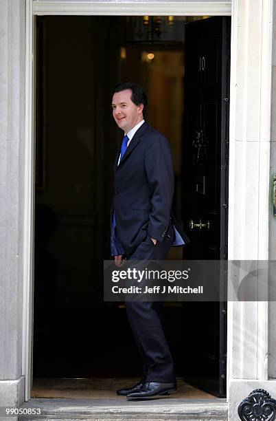 Chancellor George Osborne arrives at Downing Street on May 12, 2010 in London, England. After five days of negotiation a Conservative and Liberal...