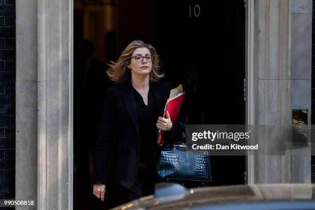 Penny Mordaunt, Secretary of State for International Development leaves Downing Street after the weekly cabinet meeting on July 3, 2018 in London,...