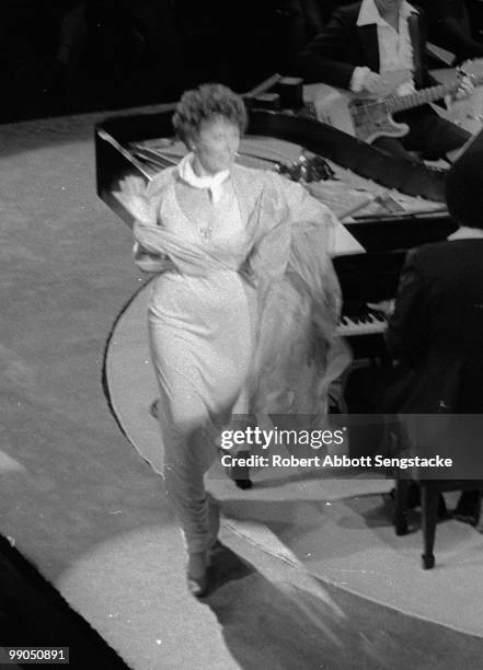 African American singer Lena Horne , performs on stage at The London House, a jazz club and restaurant located at the corner of Michigan Avenue and...