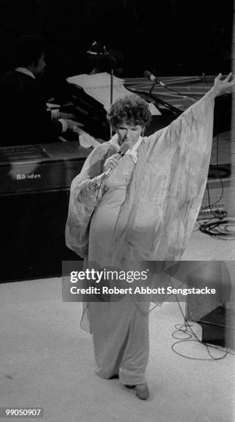 African American singer Lena Horne , performs on stage at The London House, a jazz club and restaurant located at the corner of Michigan Avenue and...