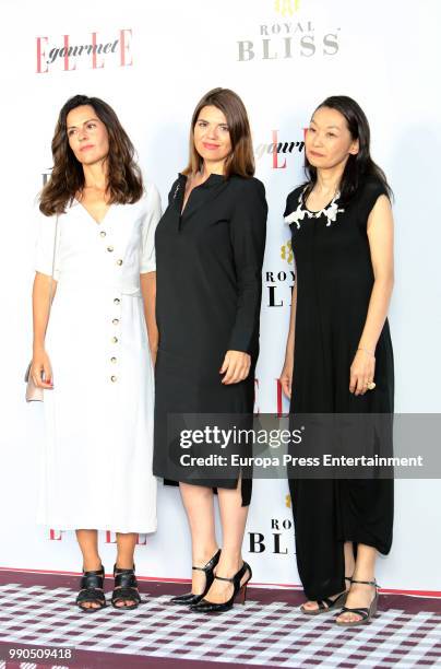 Carmen Garcia Huerta, Sara Moreno and Yukiko Kitahara attend ELLE Gourmet Awards' 2018 on July 2, 2018 in Madrid, Spain.
