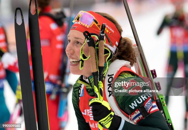 Laura Dahlmeier from Germany during the women's mass start event of the Biathlon World Cup at the Chiemgau Arena in Ruhpolding, Germany, 14 January...