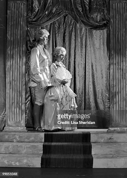 Princess Elizabeth dressed as Prince Charming, with Princess Margaret as Cinderella during a royal pantomime at Windsor Castle, Berkshire, Great...