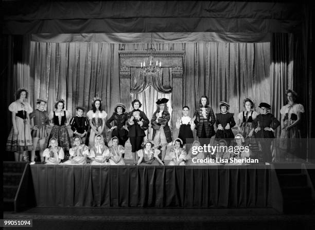 Scene during a royal pantomime at Windsor Castle with Princess Elizabeth as Prince Charming, and Princess Margaret as Cinderella, Berkshire, Great...