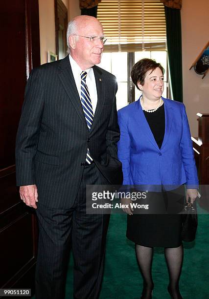 Supreme Court nominee and Solicitor General Elena Kagan meets with Chairman of Senate Judiciary Committee Sen. Patrick Leahy while visiting with...