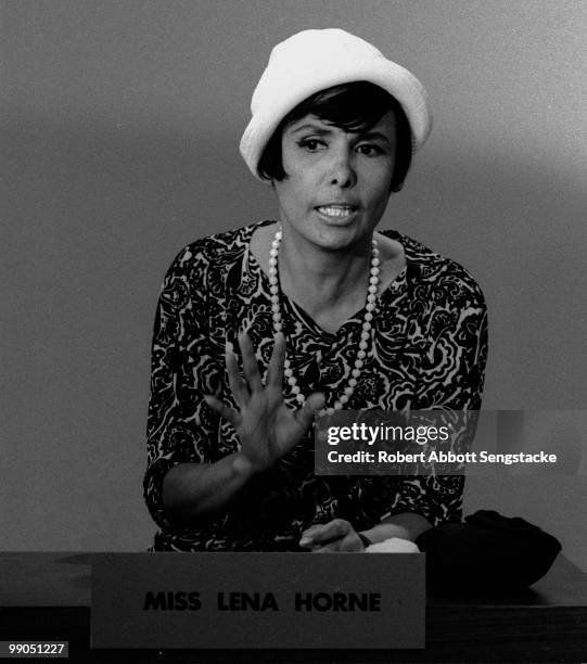 African American singer Lena Horne at a panel interview at Bethune College in Daytona Beach, FLA, 1964.