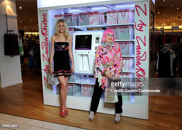 Noelle Reno and Designer Zandra Rhodes attend the launch photocall for Z by Zandra Rhodes at Harvey Nichols, on May 12, 2010 in London, England. The...