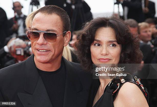 Actor Jean Claude Van Damme and wife Gladys Portugues attend the "Robin Hood" Premiere at the Palais des Festivals during the 63rd Annual Cannes Film...