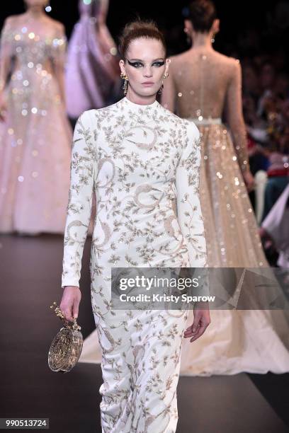 Model Alexina Graham walks the runway during the George Hobeika Haute Couture Fall Winter 2018/2019 show as part of Paris Fashion Week on July 2,...